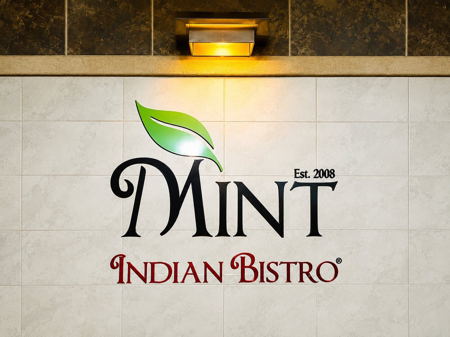 Mint Indian Bistro Est. 2008 wall sign at Flamingo Las Vegas