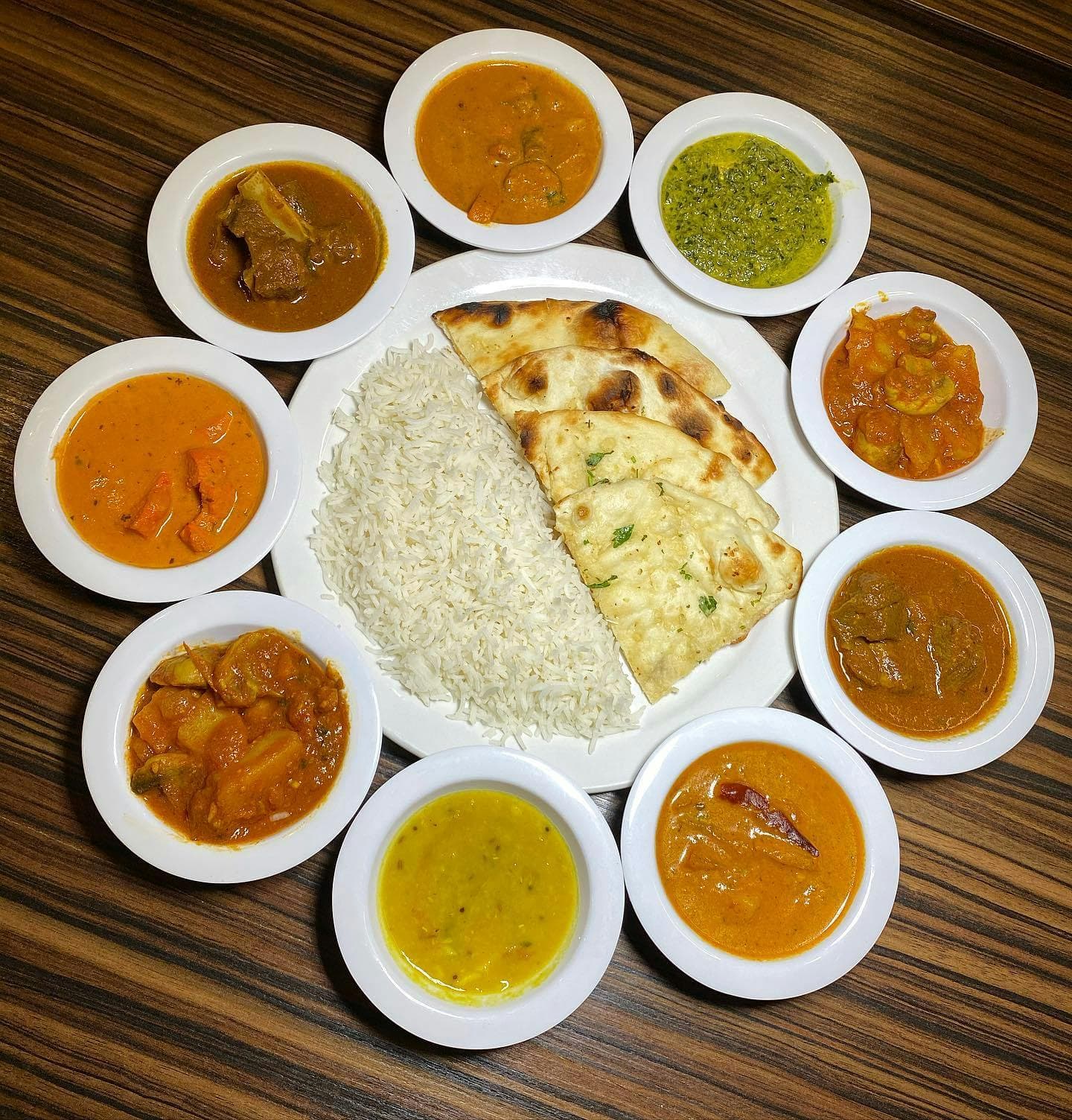 Indian feast spread at Mint Indian Bistro